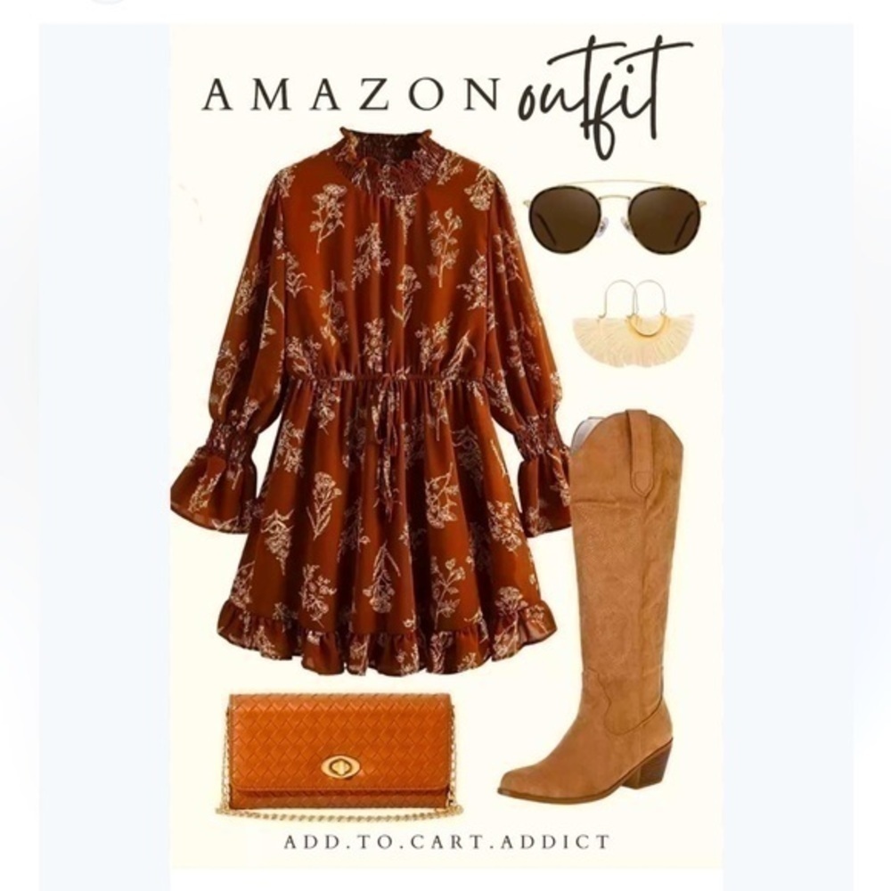 Thanksgiving/Christmas holidays dress. Burnt orange long sleeve